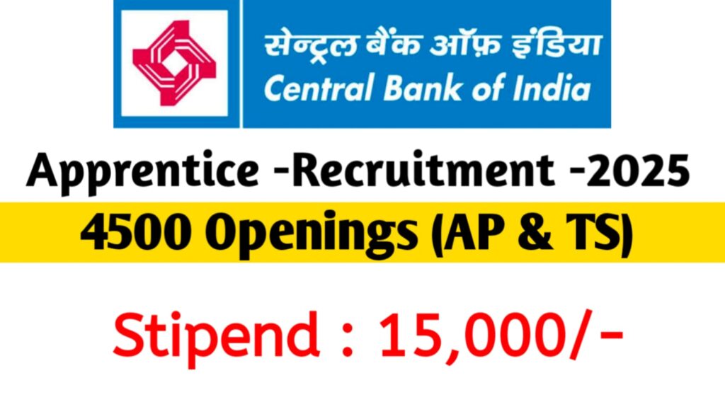 Central Bank of India hiring for apprentice recruitment 2025